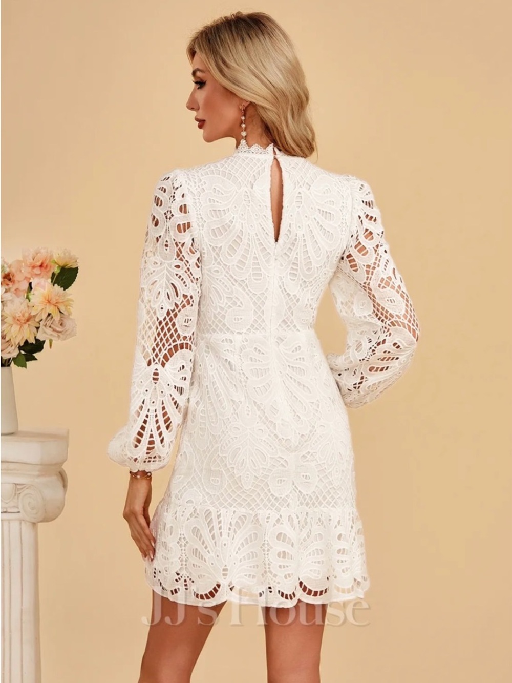 JJ’s House Kyna White Lace Mini Dress NWT Small Bridal Shower Engagement - Picture 2 of 7